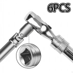 6x Spark Plug Sockets,Universal Joint Sockets with Storage Box Rubber Retaining Rings 3/8 inch Drive