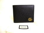 Autentne GUCCI GG Marmont Black Leather Bifold Bill Wallet Kompaktne rahakott #9909 Refurbished