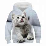 2024 Uus Poiste T&uuml;drukute Armas Kass 3D Prindiga Kapuutsiga Pusa Laste Kapuutsiga Pullover Sweatshirt Mood Laste Kapuutsid Laste Vabaaja Topid R&otilde;ivad 100CM