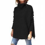 Moodne Turtleneck Oversized kootud kampsun Naiste l&otilde;hestatud elegantne avara pikkade varrukatega pullover kampsun vabaaja suures suuruses soliidsed džemprid Topid riided 1152 XXL must