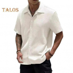 Suvine meeste s&auml;rk, n&ouml;&ouml;biga allapoole keeratav krae kardigan l&uuml;hikeste varrukatega kardigan vaba keskmise pikkusega igap&auml;evaseks kandmiseks kontorit&ouml;&ouml; topp XXL beež