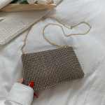 Naiste kotid Rhinestones Bling Naiste &otilde;lakotid V&auml;ikesed teemantdisainiga kettk&auml;ekott Luksuslik ruudukujuline p&otilde;ikkott rahakott 22x3x14cm kuld
