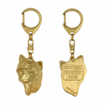 Chinese Crested Dog, Puff - Gilded key ring with dog in gift box, handbag decoration, luxury accessory by Art-Dog brand