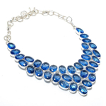 Looduslik Londoni sinine topaas kalliskivist 925 sterling h&otilde;bedast ehtekaelakee 18 w4J38