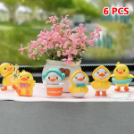 6 tk Creative Cartoon Figuuri Mini Pard Model Dekoratsioon Armas V&auml;ike Kollane Part Auto Keskkonsooli Kaunistused Aksessuaarid