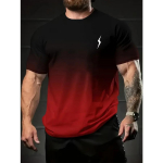 Suvine moe kaelusega l&uuml;hikeste varrukatega T-s&auml;rk &ndash; s&auml;rav Thunder graafiline print, gradientv&auml;rviga, pehme, igap&auml;evane vaba aja meeste topp XL