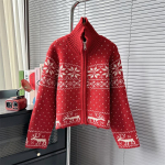 Lazy Retro Heavy Industrial p&uuml;stkraega l&uuml;hike kampsun jakk naiste s&uuml;gis-talvine t&otilde;mblukuga kootud kardigan One size punane