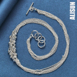 925 Sterling H&otilde;be V&auml;ike Helmes Viinamarja Kaelakee Moodsad Pulmaehted 45CM