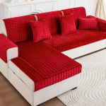 Pehmed diivanikatted Diivanipadi universaalne libisemiskindel Four Seasons talvediivani kate 90x210cm punane