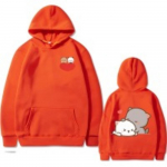 Peach Cat Kawaii Print naiste kapuuts, vabaaja, suur pullover Populaarsed t&auml;navar&otilde;ivad, moodne dressipluus paarile S