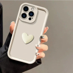 3D Lovely Heart silikoon&uuml;mbris iPhone 16 Pro 15 14 Pro Max 13 12 Mini 11 X XR Xs Max 7 8 Plus SE2 SE3 armas &uuml;mbris Pehme TPU telefoni tagakaas iPhone 12Mini valge