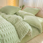 Paks Soe Kommi V&auml;rvi Neljaosaline Komplekt, Piimafliis Voodilina Tekikott Kolmeosaline Komplekt 1.2m bed