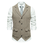 Meeste vabaaja &auml;riline Chevron Tweed &Uuml;likond Vest Meeste Vest Retro meester&otilde;ivad 2XL khaki