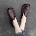 Moodsad Pruunid Retro Nahast Mokassiinid Naine Disainer V-kaelusega Paik Ballett Loaferid Kingad Naistele &Uuml;mar Nina Vabaaja Zapatos Mujer 225