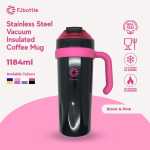 Termos 40oz Isoleeritud Termiline Kohvitass K&auml;epidemega K&otilde;rsiga Kaane Roostevaba Teras Vaakum Autokruus 1200ml black