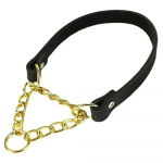 Koera kaelarihm ehtsast nahast koera kaelarihm koera l&auml;mbumisrihm Roostevabast terasest kett No Pull Dog nahast treeningkaelarihm L (neck 43-53cm)
