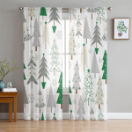 Multifilm R&otilde;&otilde;msad j&otilde;ulupuu kellad k&uuml;la, lumine t&uuml;ll, l&auml;bipaistev aken, kardinad elutoa jaoks magamistoa sisekujundus W65X60H(cm)X2Pcs&Hook