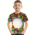 Laste T-s&auml;rk Ehitusplokid 3D Prindiga Poiste T-s&auml;rk Casual Pullover Hingav l&uuml;hikeste varrukatega T-s&auml;rk poistele Suvetopsid Camiseta 9-10Y