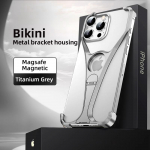Magnetiline metallist telefoni&uuml;mbris Iphone 13 14 15 16 Pro Max Stand W kujuga telefoni kate alumiiniumsulamist hoidik raamita jahutuskest iPhone 13 must