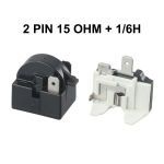 K&uuml;lmkapi PTC-k&auml;ivitusrelee 1/2 kontaktiga 15 oomi + 1/6H kompressori &uuml;lekoormuskaitse 2 Pin 15 Ohm + 1/6H