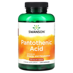 Swanson, Pantoteenhape B5-vitamiiniga, 250 mg, 250 kapslit