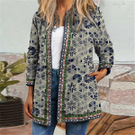 Fashion Ladies Vintage etnilise tr&uuml;kiga pikkade varrukatega jope jakk kardigan top XL