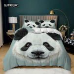 Panda Tiger voodipesukomplekt, 3D-prinditud loomade tekikott, kaks &uuml;heinimesevoodit, suur kaheinimesevoodiga Queen Double UK Suppking sizes voodipesu padjap&uuml;&uuml;r EU single(135x200cm)