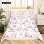 Luigevoodikate King Queen Kaunis Elegantne Valge Loomavoodipesukomplekt Lastele Teismelistele T&auml;iskasvanutele Metsloomad J&auml;rv Pehme Pol&uuml;ester Tekikott 70x133cm 2pcs