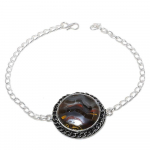 Iron Tiger Eye Handmade 925 Sterling Silver Jewelry Bracelet 7-8 i0p23