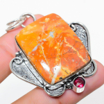 Maligano Jasper, Rubillite 925 Sterling Silver Jewelry Pendant 2.25 n3y38
