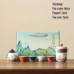 Kinkekarp, Hiina stiilis keraamiline teetass, Portselanist keraamiline teekann, Teepurk, Espressotassid, Keraamiline kohvikruus, Teetassid, 1 komplekt 6 PCS