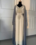 Pikk Uus Maroko Kleit K&auml;sit&ouml;&ouml;ga Dubai Stiilne Abaya Farasha Kaftan Kleit XS valge