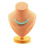 Pierres et Min&eacute;raux. Collier 10 perles Howlite Turquoise 8 mm Chaine en acier inoxydable Collier femmes, hommes. Taille personnalis