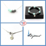 Pierres et Min&eacute;raux. Parure Bracelet Collier perles Amazonite + H&eacute;matite 8 mm. Chaine en Taille personnalisable.