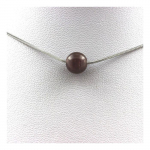 Pierres et Min&eacute;raux. Collier 1 perle Rubis de Mogok, Birmanie, Myanmar 8 mm Chaine en acier inoxydable.