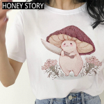 Mushroom Kawaii Ulzzang Tumblr Grunge Graphic Naiste T-s&auml;rk 90S Harajuku vabaaja top naiste t-s&auml;rk Suvine multifilmi daamid L