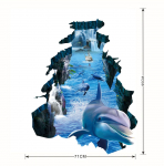 60*90cm 3D Dolphin Purustatud sein Libisemisvastane elutuba Magamistoa Eemaldatavad visuaalsed p&otilde;randakleebised Seinakleebised Toakaunistus 1SET