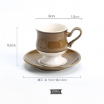 Retro Prantsuse stiilis kohvitassid Kerge luksus Restoran P&auml;rastl&otilde;unane tee Keraamiline kohvitass Peen &Uuml;hev&auml;rviline Kodu Piimakruusid 250ml