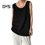 Meeste vest varrukateta &uuml;mmargune kaelus, &uuml;hev&auml;rviline vest, vaba istuv vabaaja spordip&uuml;ksid, t&auml;navar&otilde;ivad, igap&auml;evane kandmine L valge