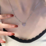 Luksuslikud tsirkoonist armsa s&uuml;dame ripatsiga kaelakeed Peen klavikulekett naistele t&uuml;drukutele peened ehted aksessuaarid kingitused 1Pc