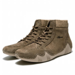 Suured k&auml;sitsi valmistatud l&otilde;hestatud nahast kingad Meeste jalavarjud Mugavad poolsaapad Meestele Vabaajajalatsid Mokassiinid Meeste kingad 38