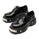 Meeste k&otilde;rgekvaliteedilised mattmustad punk-derby nahast kingad paksude tallade ja &uuml;marate ninadega Size 42