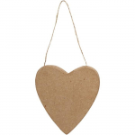 Coeur en papier m&acirc;ch&eacute; avec ficelle de suspension en jute. R&eacute;f 267030