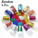 6 Bottles of DIY Handmade Tool Accessories in Random Colors Glitter Powder Nail Art Supplies Powder Painting Decorative Powder Random Color 6pcs