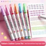 6 tk/komplekt Kawaii lillede joonekujuline esilet&otilde;stja pliiatsid, rulliku otsa k&otilde;verjooneline marker ajakirja kirjutamiseks, joonistamiseks kirjatarbed 6pcs