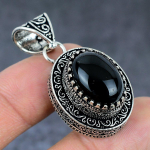 Black Onyx Handmade 925 Sterling Silver Jewelry Pendant 1.77 q5n67