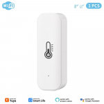 1 PC WiFi temperatuuri ja niiskuse andur, kodu&uuml;henduse termomeeter, mis &uuml;hildub Smart Life Assistantiga Matches the image