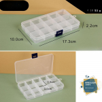 24 lahtrit l&auml;bipaistev ehtekarp, plastist hoiukonteiner reguleeritavate vaheseintega ehete k&auml;sit&ouml;&ouml; helmeste jaoks 15 Compartments