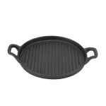 Malmist grillplaat, p&ouml;&ouml;ratav, kahe k&auml;epidemega, ribiline, &uuml;mmargune malmist praepann, gaasi- ja elektripliidile 24cm / 9.4in