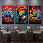 3 tk/komplekt M&auml;ngude Graffiti M&auml;ngupuldiga K&otilde;rvaklapid Naljakas Seinakunst L&otilde;uendiposter M&auml;nguri Toa Seinakatted Prindid Kaasaegsed Elutoa Plakatid 20x30cm